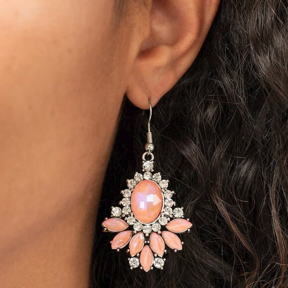 Paparazzi Jewelry Accessories - Magic Spell Sparkle - Orange Earrings - Vintage - Picture 3 of 4